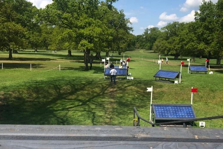 A series of cross country jumps at Burghley