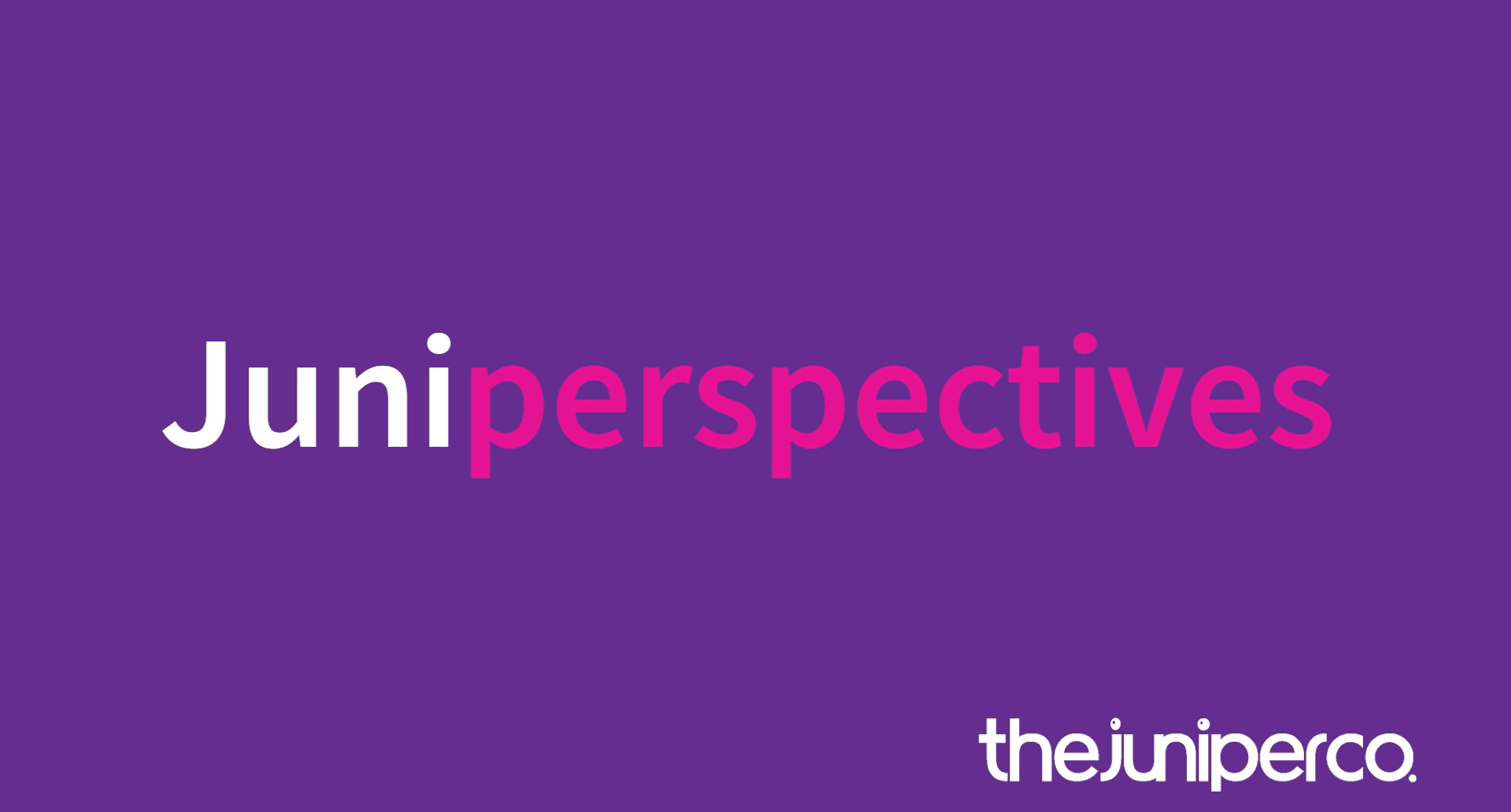 A purple graphic with the word Juniperspective and The Juniper Co logo.