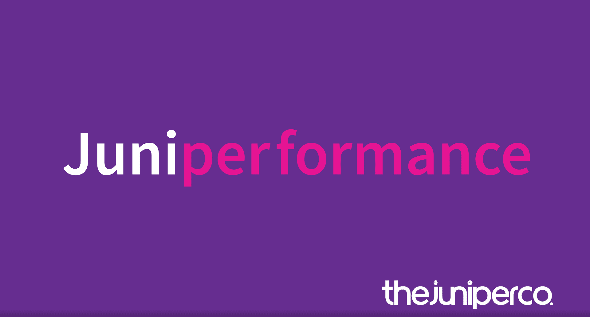 A purple graphic with the word Juniperformance and The Juniper Co logo.